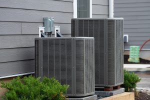 An air conditioning unit outside a home.